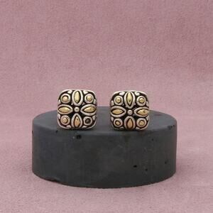 john hardy sterling silver & 18k gold dot collection omega-back post earrings